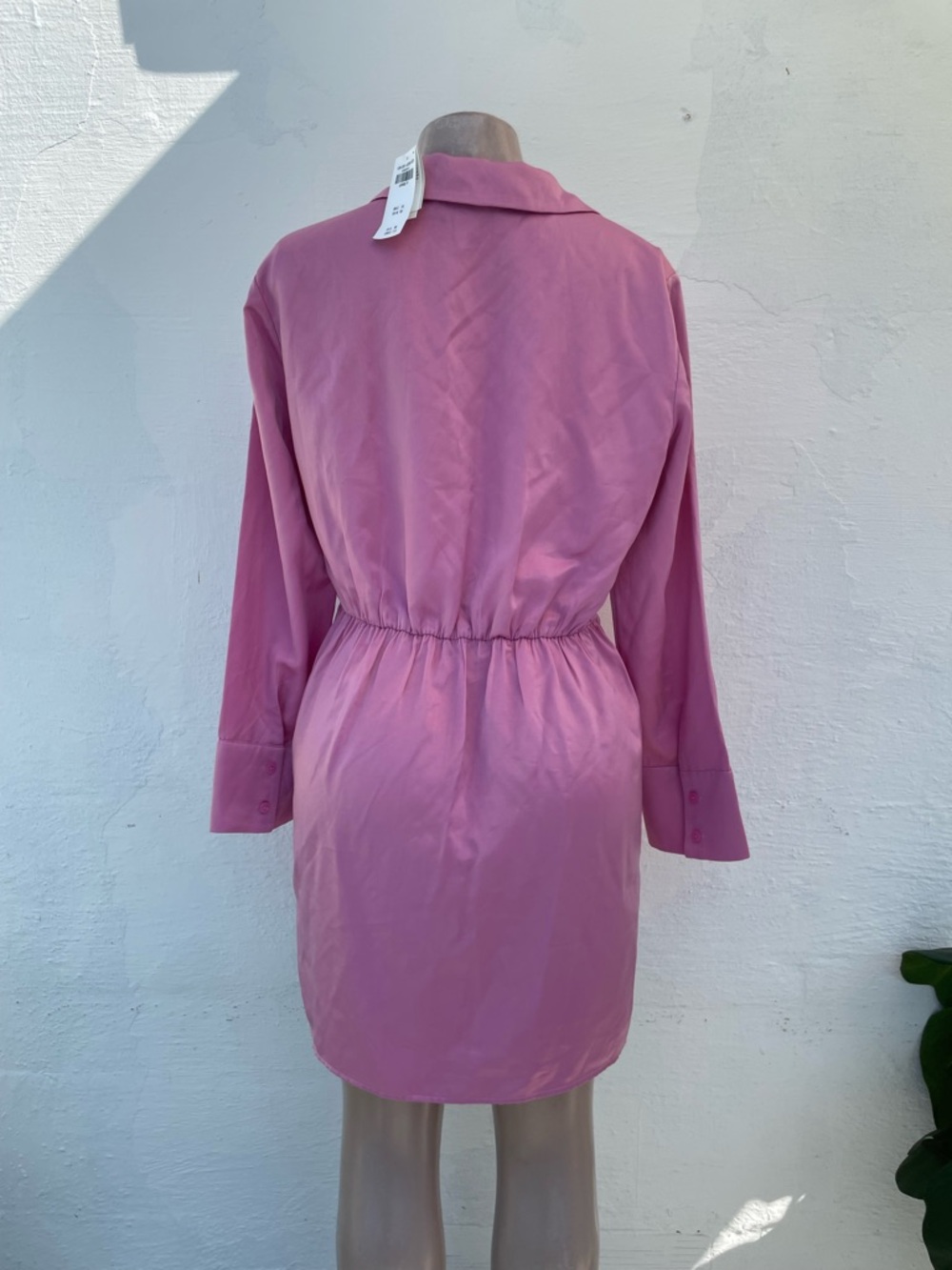 Pink Satin Twist Front Mini Dress - Picture 3 of 11
